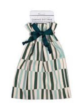 Target Striped Canvas Drawstring Gift Bag in Green, White, Teal